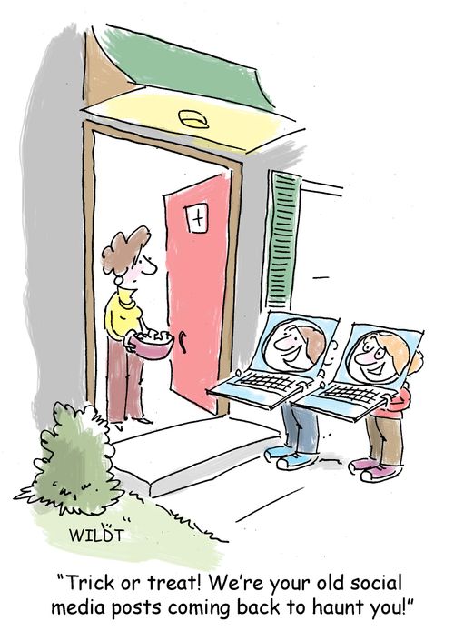 "Trick or treat. We're your old social media posts coming back to haunt you."
