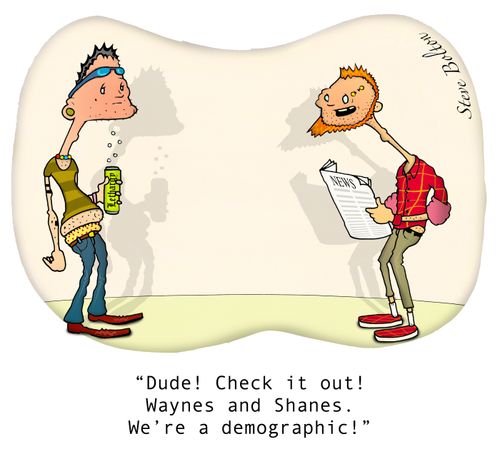 "Dude! Check it out! Waynes and Shanes. We're a demographic!"