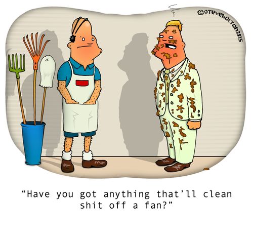 "Have you got anything that'll clean s**t off a fan?"