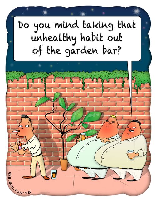 "Do you mind taking that unhealthy habit out of the garden bar?"