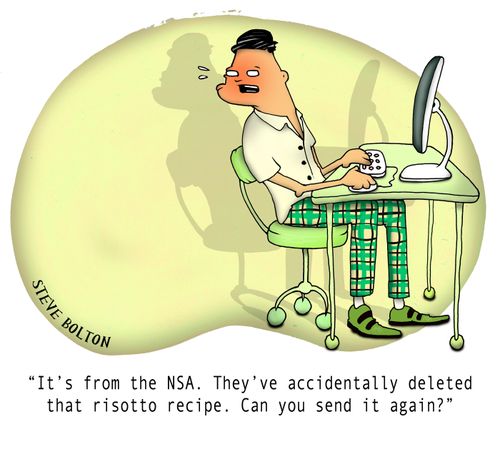 "It's from the NSA. They've accidentally deleted that risotto recipe. Can you send it again?"