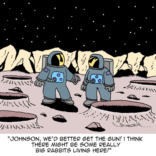 "Johnson, we'd better get the gun! I think there might be some really big rabbits living here!"