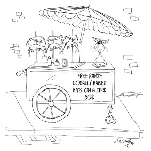 Free Range Locally Raised Rats on a Stick, 50 cents.