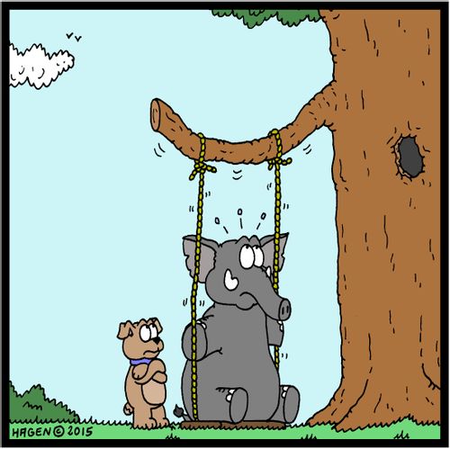 Elephant too heavy for the swing