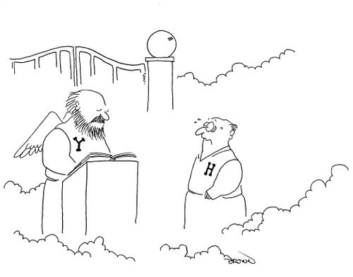 Man at Heaven's gate with different college letter than St. Pete