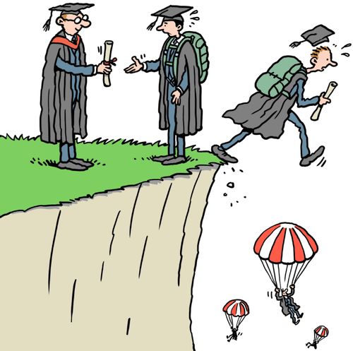 University graduates falling off a cliff