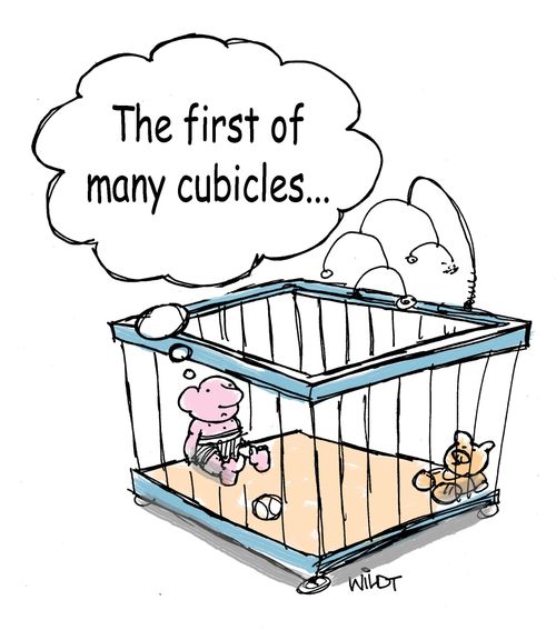 "The first of many cubicles..."