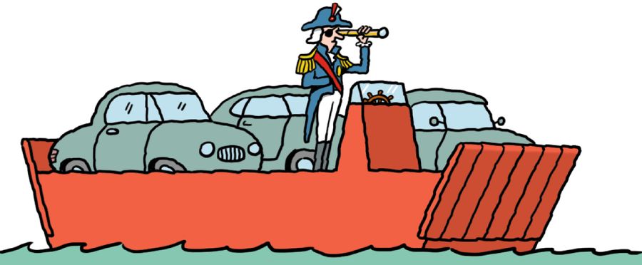Admiral Nelson commanding a small car ferry