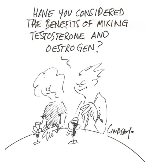 "Have you considered the benefits of mixing testosterone and oestrogen?"
