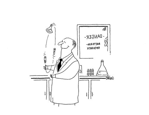 Scientist juggling dangerous bacteria