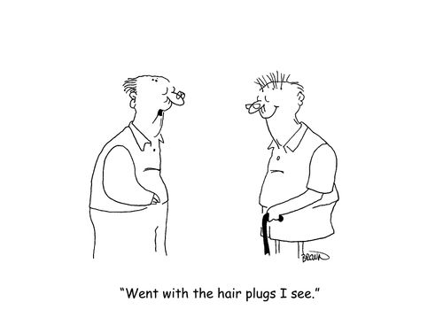"Went with the hair plugs I see."