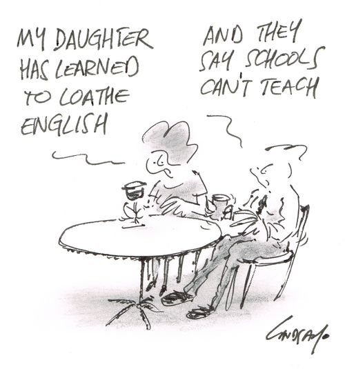 "My daughter has learned to loath English."
