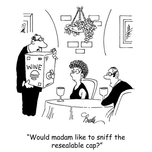 "Would madam like to sniff the resealable cap?"