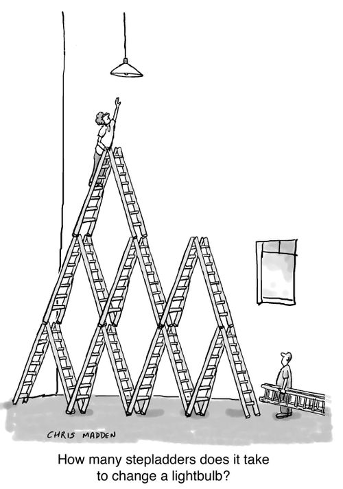 How many stepladders does it take to change a lightbulb?