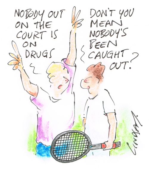 "Nobody out on the court is on drugs."