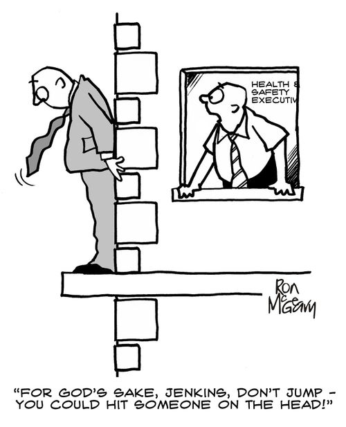 "For God's sake, Jenkins, don't jump - you could hit someone on the head!"