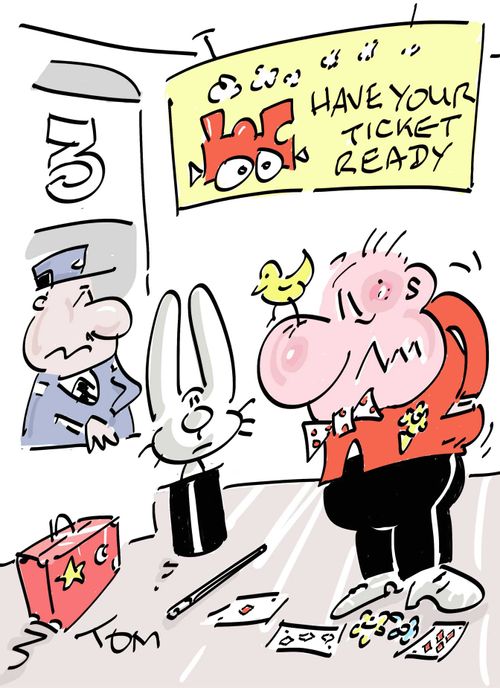 Magician can't find his ticket.