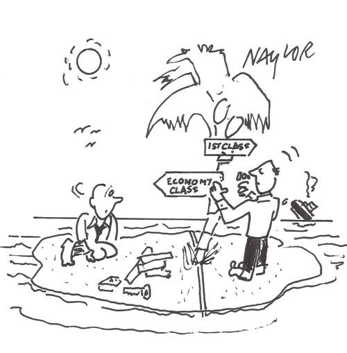 First Class and Economy Class Desert Island