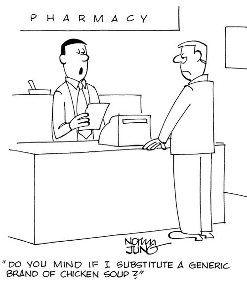 "Do you mind if I substitute a generic brand of chicken soup?"