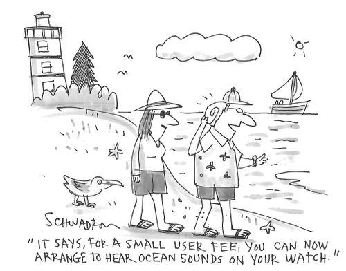 "It says, for a small user fee, you can now arrange to hear oceans sounds on your watch."
