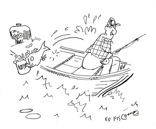 Fish steals a fisherman's worms.