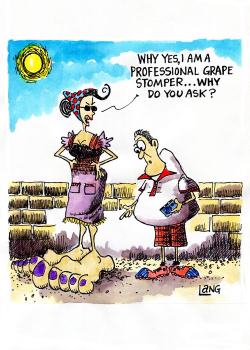 "Why yes, I am a professional grape stomper...why do you ask?"