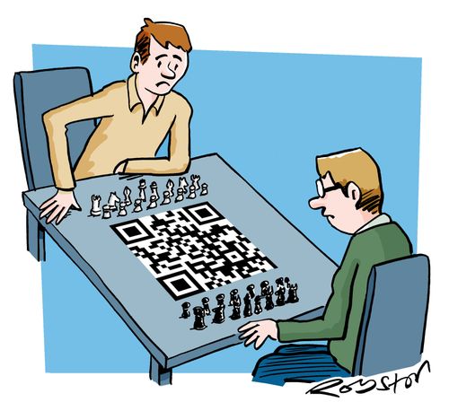 Playing chess with a QR code for a chessboard