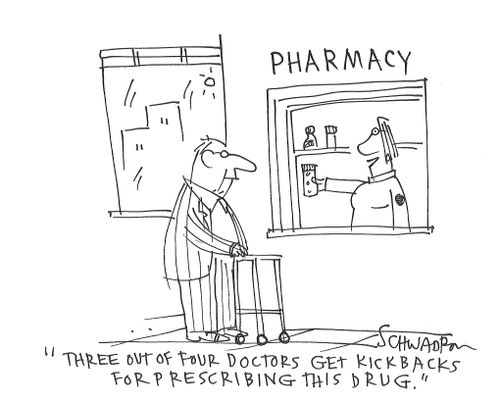 "Three out of four doctors get kickbacks for prescribing this drug."