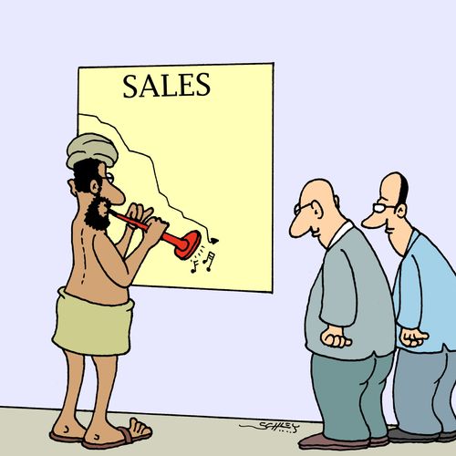 Snake charmer tries to improve the sales report.