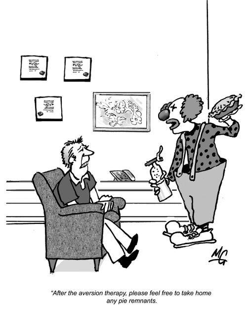"After the aversion therapy, please feel free to take home any pie remnants."