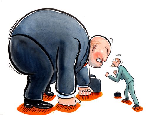 Little Businessman Fighting a Big Businessman.