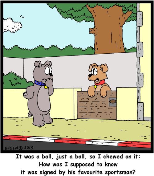 "It was a ball, just a ball, so I chewed on it: How was I supposed to know it was signed by hos favourite sportsman?"
