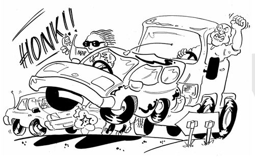 Rush hour traffic with inconsiderate drivers.