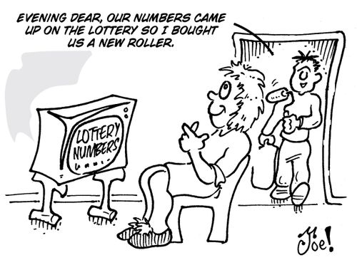"Evening dear, our numbers came up on the lottery so I bought us a new roller."