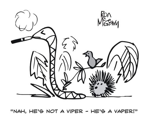 "No, he's not a viper - he's a vaper!"