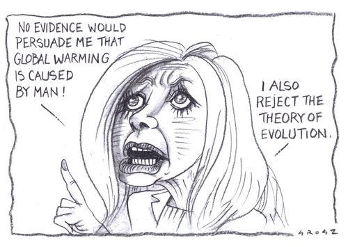 Marsha Blackburn: "No evidence would persuade me that global warming is caused by man! I also reject the theory of evolution."