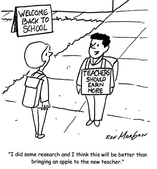 "I did some research and I think this will be better than bringing an apple to the new teacher."