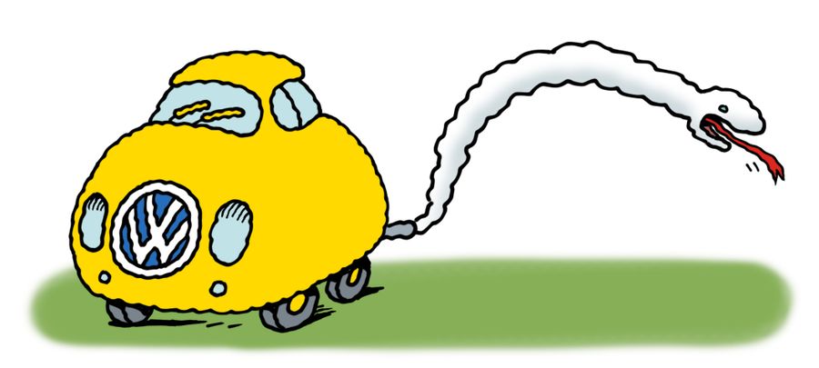 Diesel fumes from VW car turn into snake 