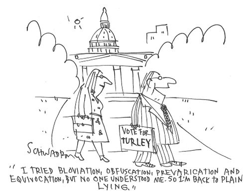 "I tried bloviation, obfuscation, prevarication and equivocation, but no one understood me. So I'm back to plain lying."