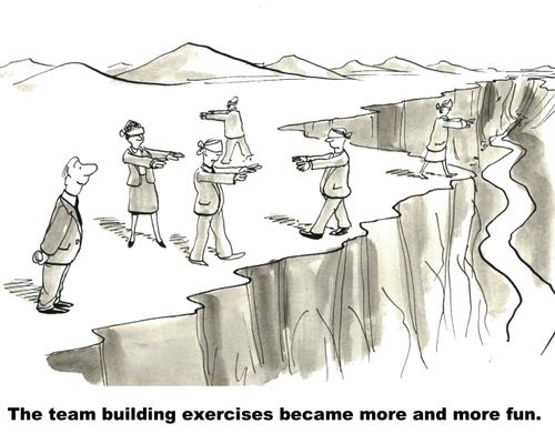 The team building exercises became more and more fun.