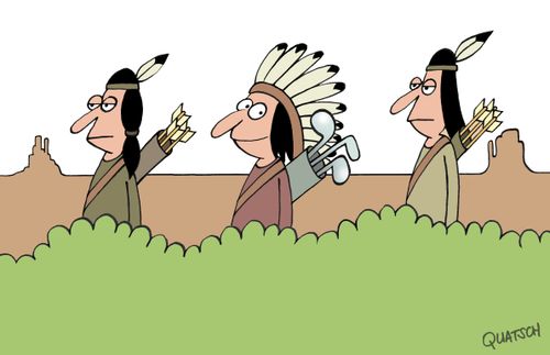 Indian Chief with Golf Clubs
