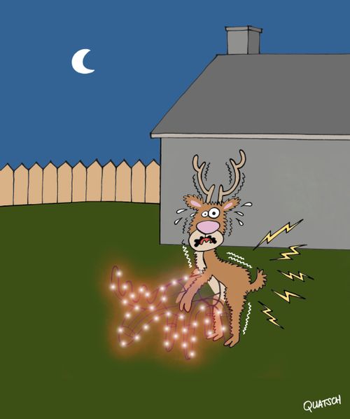 Rudolf gets an electric shock.