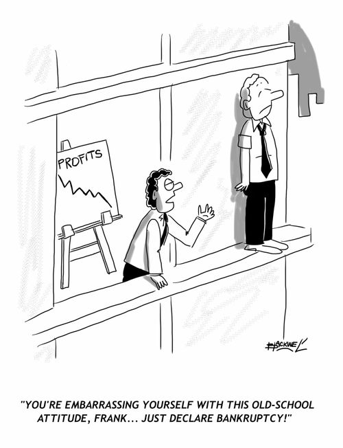 "You're embarrassing yourself with this old-school attitude, Frank... just declare bankruptcy!"