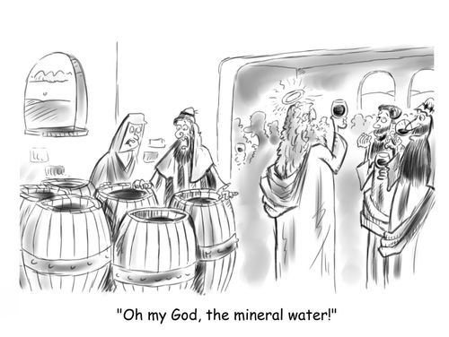 "Oh my God, the mineral water!"