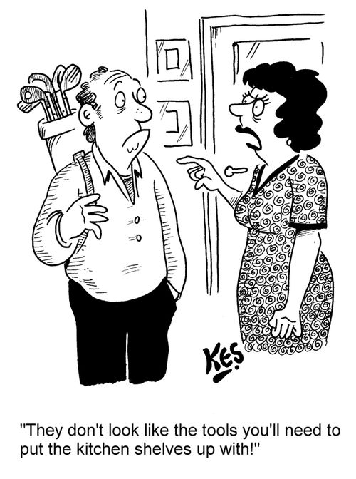 "They don't look like the tools you'll need to put the kitchen shelves up with!"