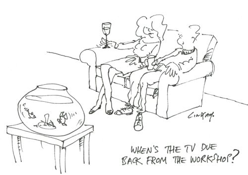 "When's the TV due back from the workshop?"