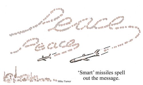 'Smart' missiles spell out the message.