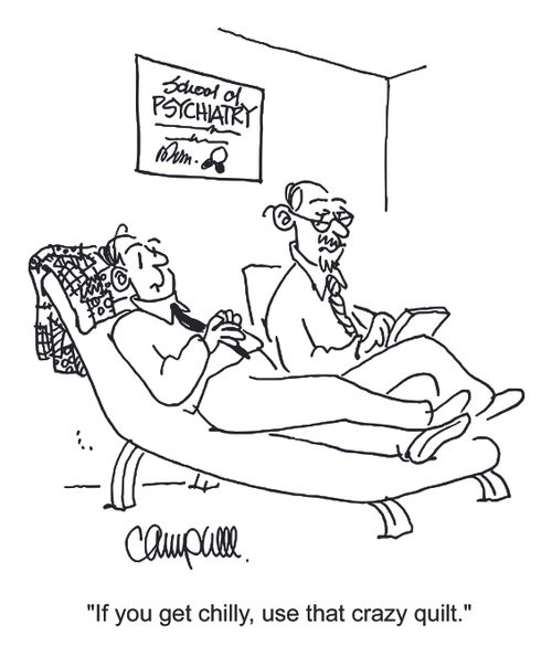 "If you get chilly, use that crazy quilt."