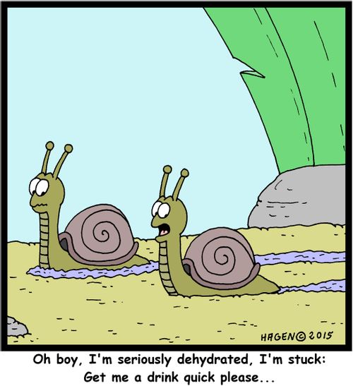 "Oh boy, I'm seriously dehydrated, I'm stuck: Get me a drink quick please..."