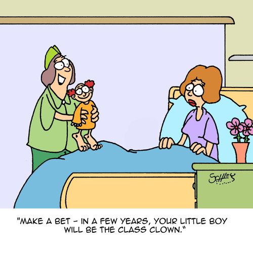 "Make a bet - in a few years, your little boy will be the class clown."
